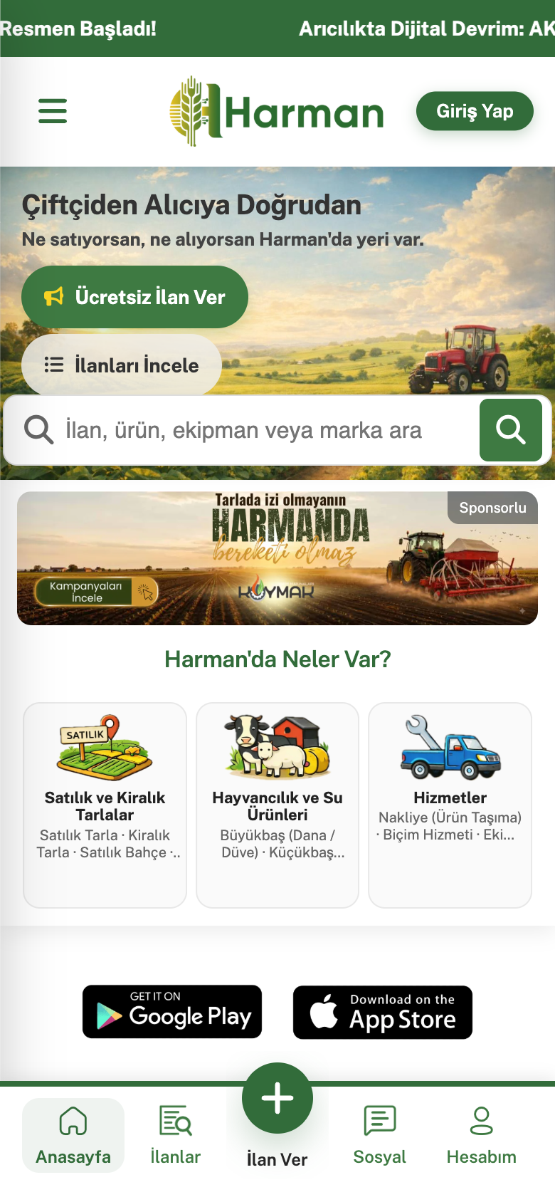 Harman App mobil uygulama görünümü